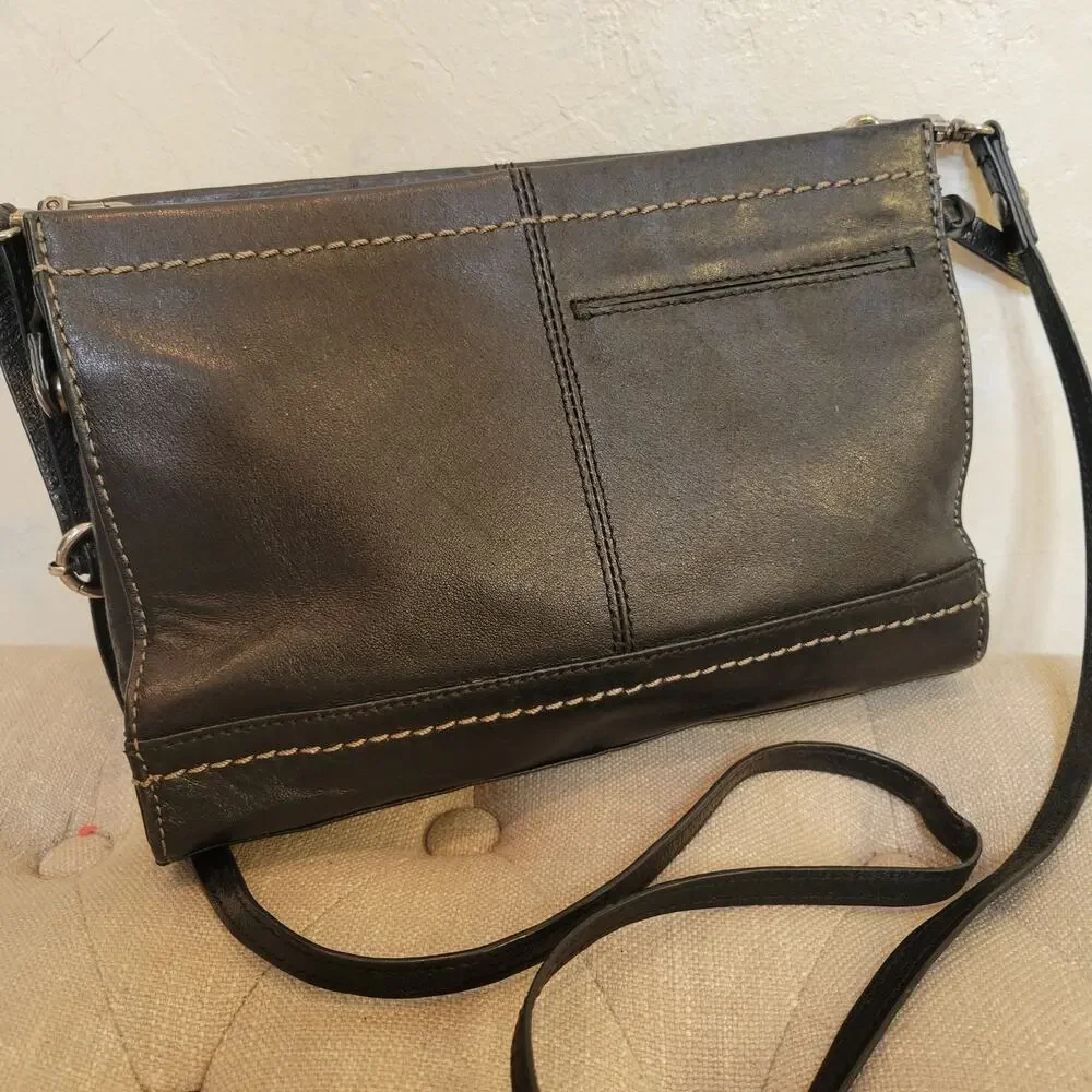 THE SAK Iris Purse Black Leather 3-Way Demi Clutch Adjustable Crossbody Bag - Picture 2 of 12